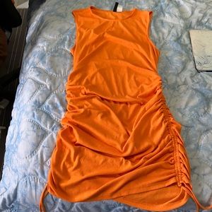 bright orange h&m dress